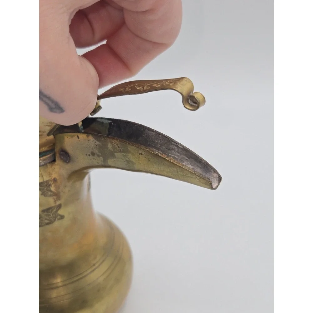 Middle‎ Eastern Brass Dallah Coffee Pot Etched Form Decorative Islamic Teapot